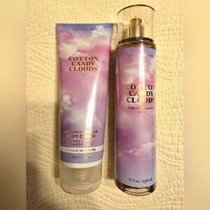 NEW Bath and Body Works Cotton Candy Clouds 2 Pc Full Size Set